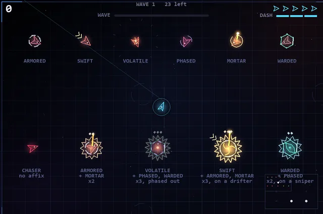 Enemies carrying elite affixes, singly and stacked.